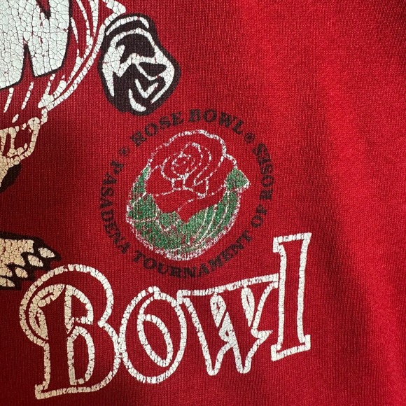 Vintage Wisconsin Badgers Rose Bowl Crewneck Sweatshirt XL Red 90s Football - Picture 11 of 14